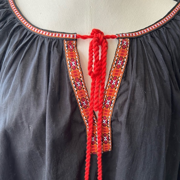 H&M boho blouse long elastic cuffs sleeves 100% cotton - Picture 2 of 7